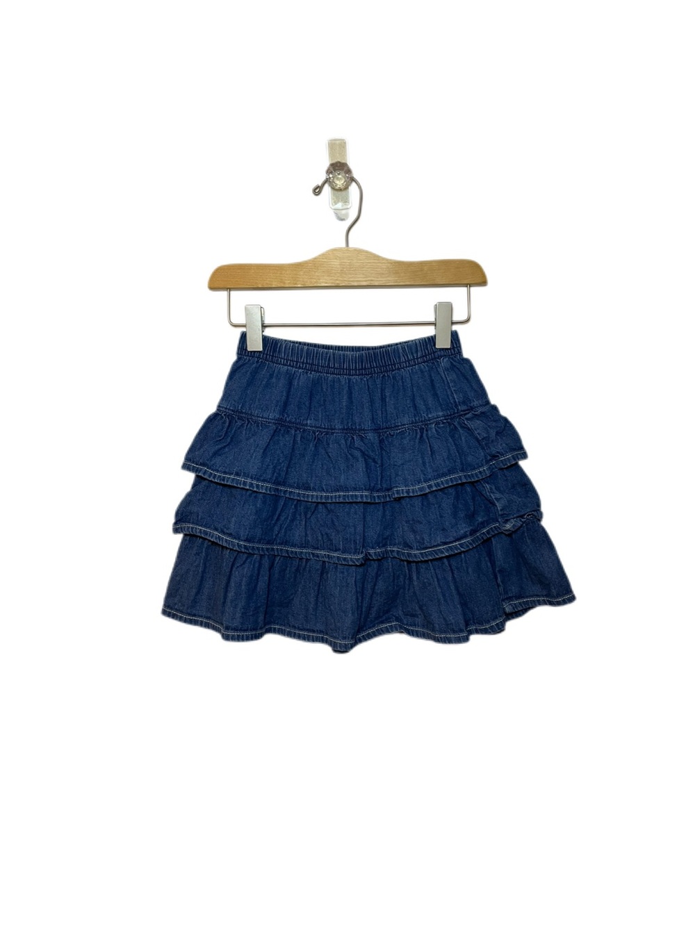 Hanna Andersson 110 / 5 Girls Blue Denim Jean Ruffled Tiered Skirt